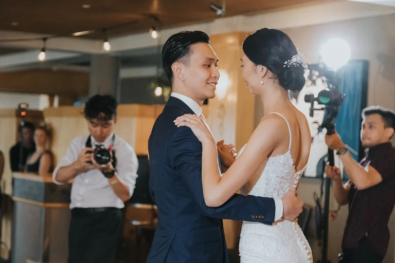 Bride and groom sharing their first dance