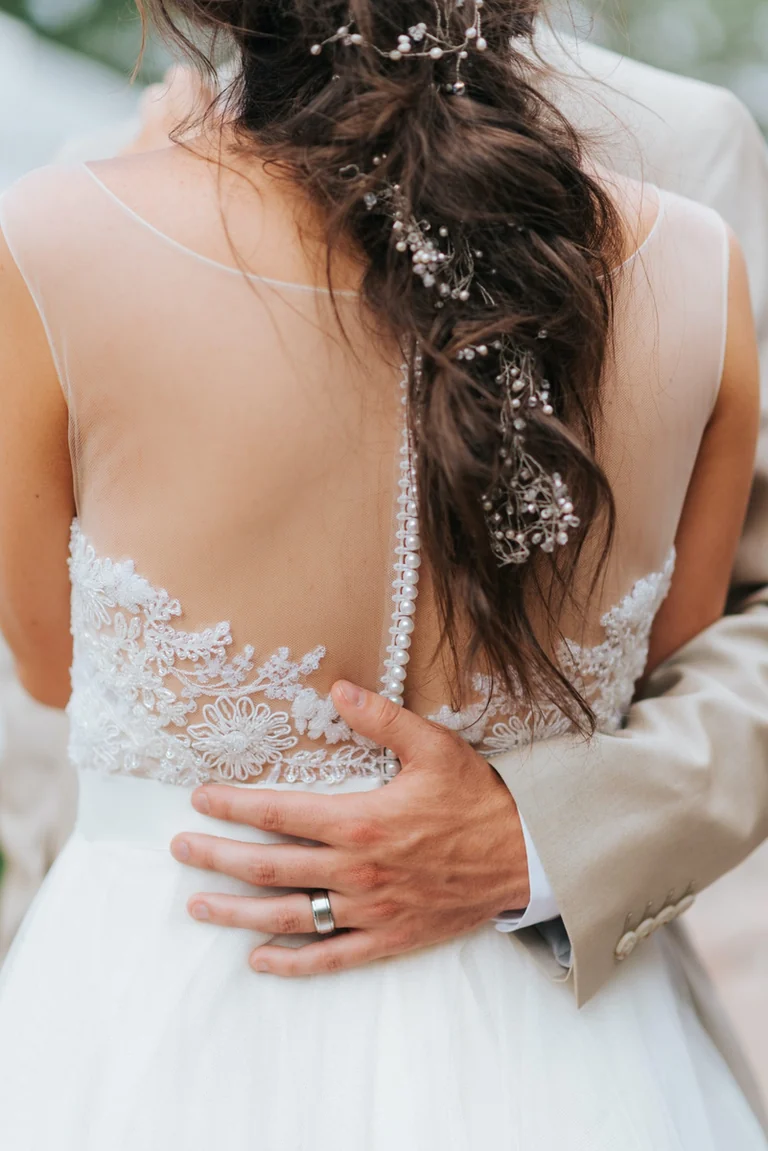 Bride's braided wedding hairstyle