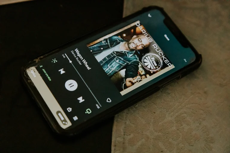 Wedding music playlist displayed on a phone