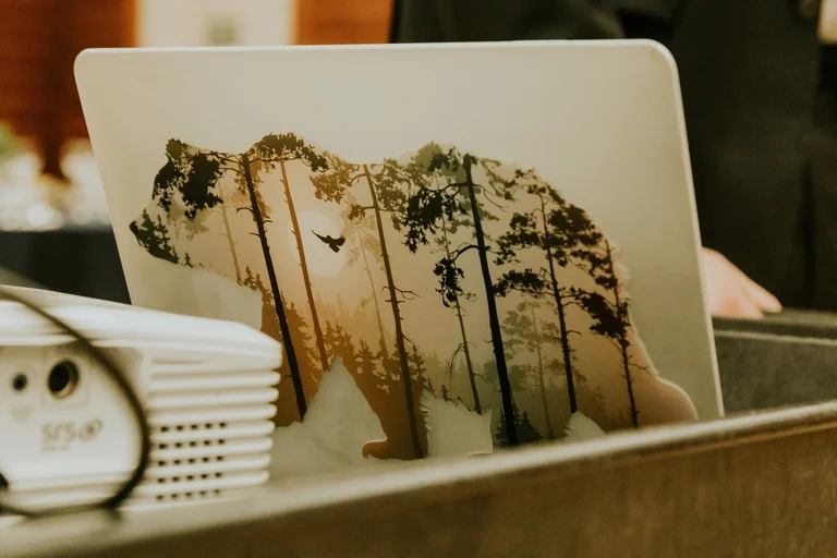Wedding photo album displayed near a cup of coffee